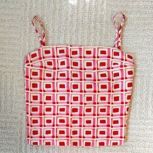 Zara Red and White Geometric Camisole